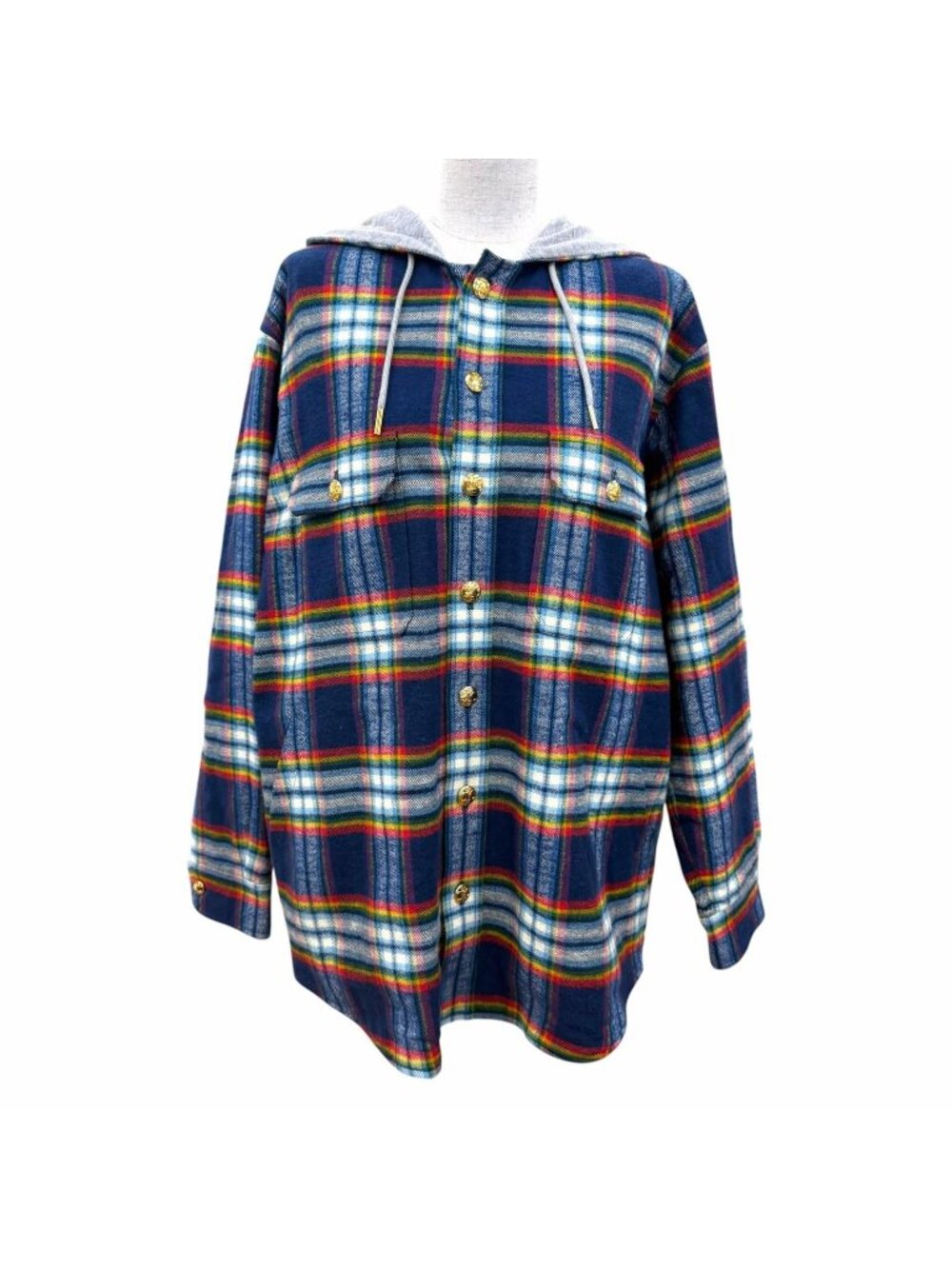 Celine Triomphe Button Plaid Lining Quilted Overshirt Padded Jacket 34